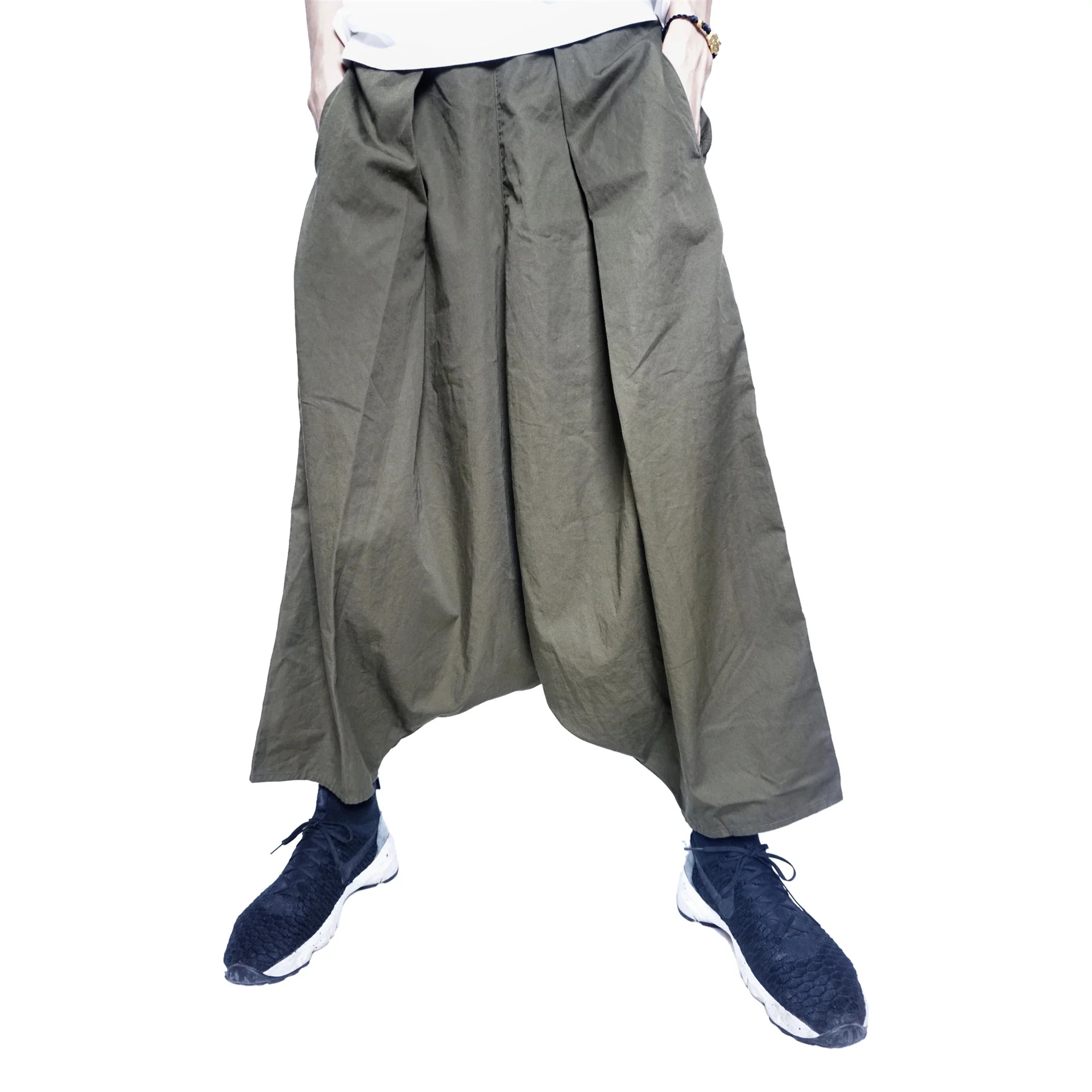 19SS Kapital Pleated Elastic Waist Cotton Low-fashion Men\'s and Women\'s Loose Casual Wide Leg Pants New Arrival