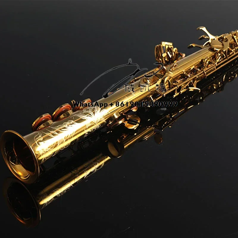 KSS-A1 Saxophone High Grade Straight Phosphor Copper Body Gold Lacquer Keys Soprano