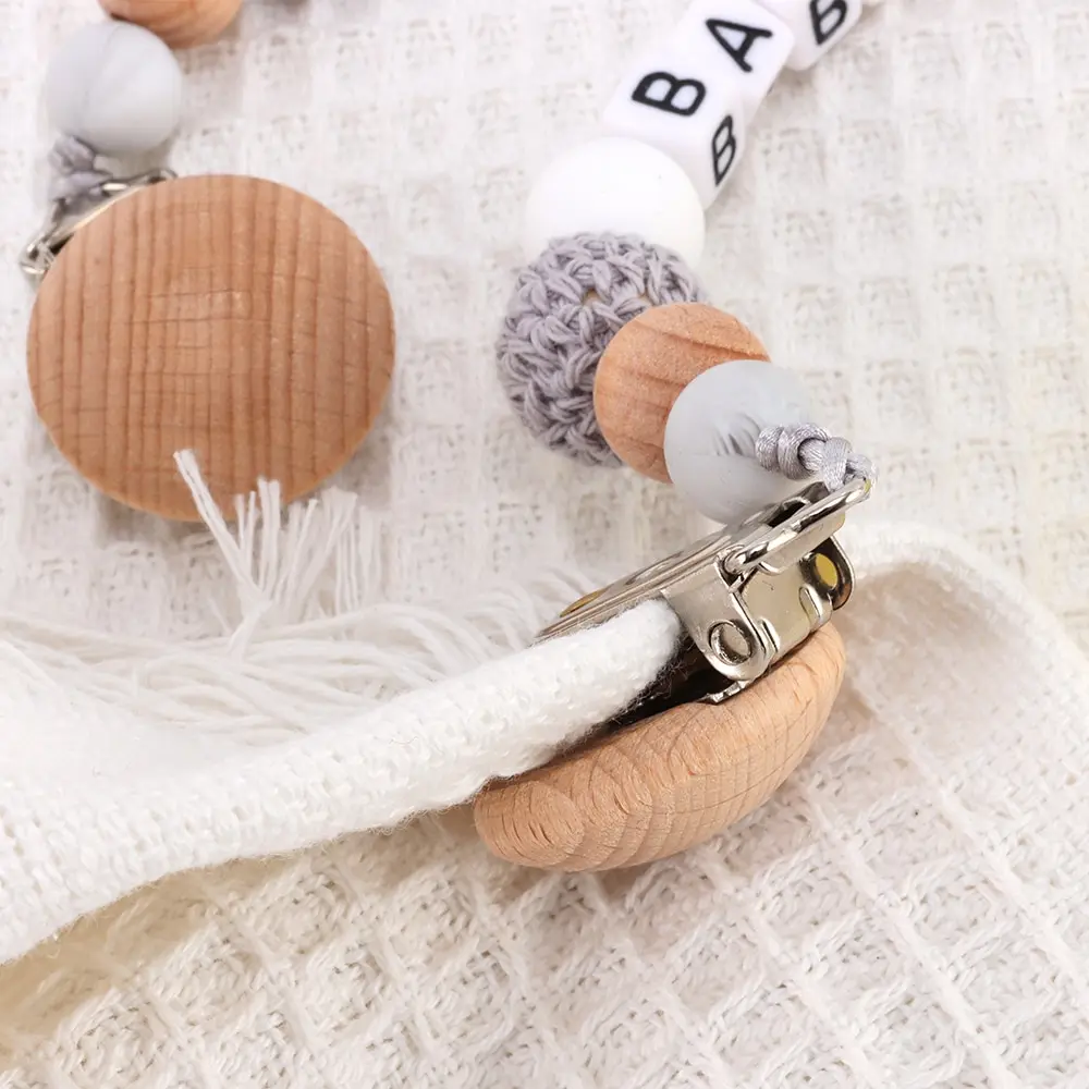 1 Pcs Gray Babies Soothing Beech Silicone Anti Drop Chain Pacifier Chain