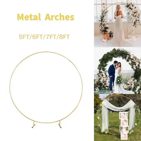 Metallcirkelstativ Bröllopsbåge Rund Ballongbåge Blomma Guld Bakgrundsbåge DIY Ram Födelsedagsfest Babyshower Dekoration 10 best sales ballongbåge - №9