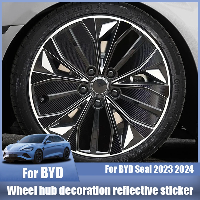 

Светоотражающая наклейка для BYD Seal 2023 2024, декоративная наклейка на ступицу колеса, декоративные наклейки, модификация автомобильного внешнего исполнения