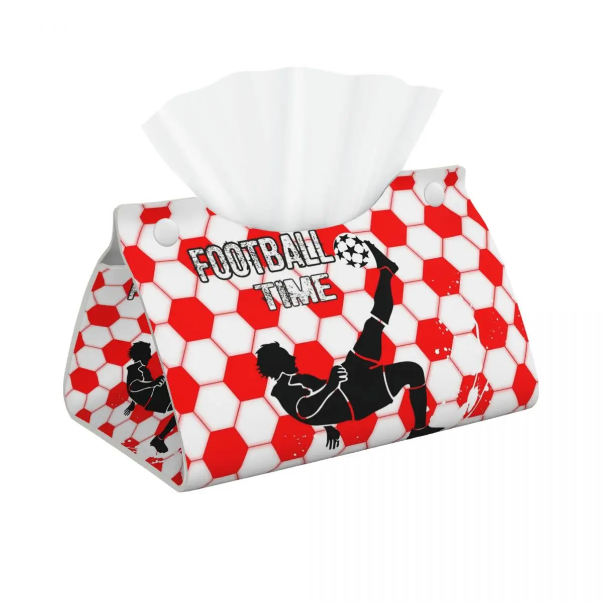 Custom Football Soccer Tissue Box Cover Square PU Leather Facial Tissue Box Holder for Bathroom Car