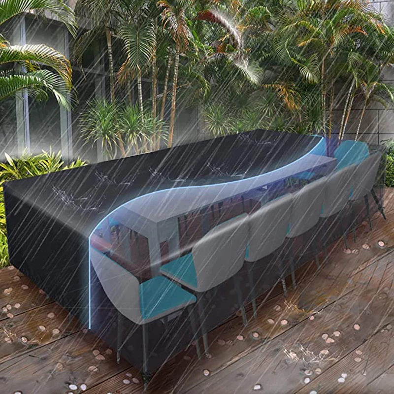 Garden Furniture Cover Garden Dining Table Terrace Furniture Waterproof UV-Proof Cover Tarpaulin Rainproof Dustproof 210D Oxford