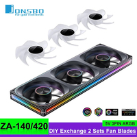 Jonsbo ZA-420/140 Computer Case Fan DIY Exchange 2 Sets Fan Blades  l5V ARGB 140mm PWM Reverse Combination Cooling Fan