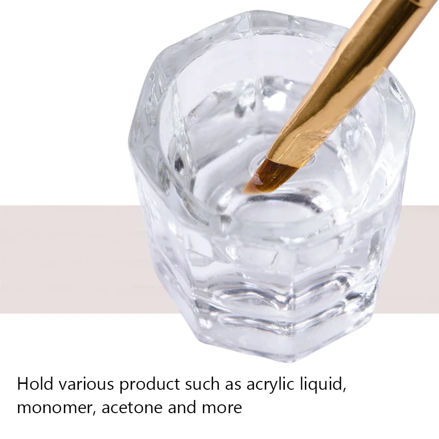 طبق مسحوق أكريليك من الزجاج الكريستالي الأخضر الشفاف، كوب أظافر، وعاء فرشاة الغسيل، أدوات تزيين الأظافر #3