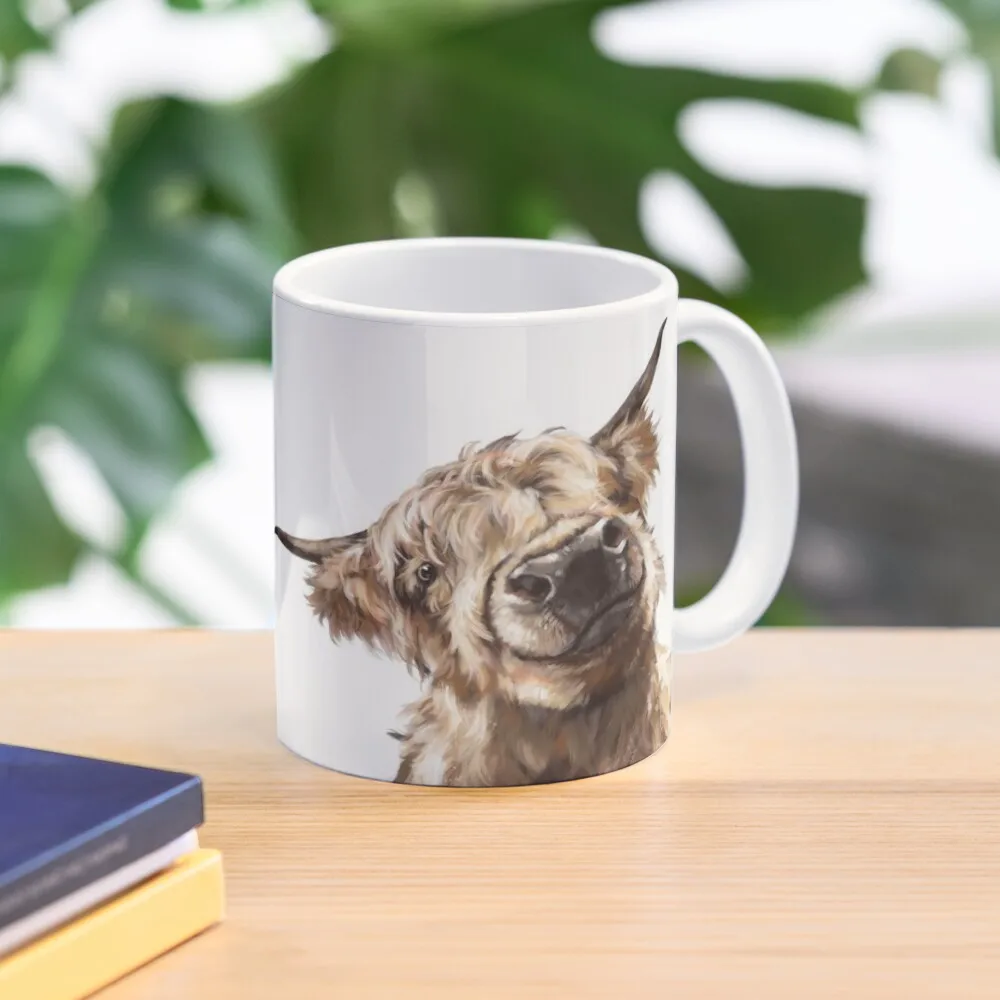 Highland Cow Classic  Mug Drinkware Coffee Simple Photo Image Picture Handle Round Tea Gifts Printed Cup Design