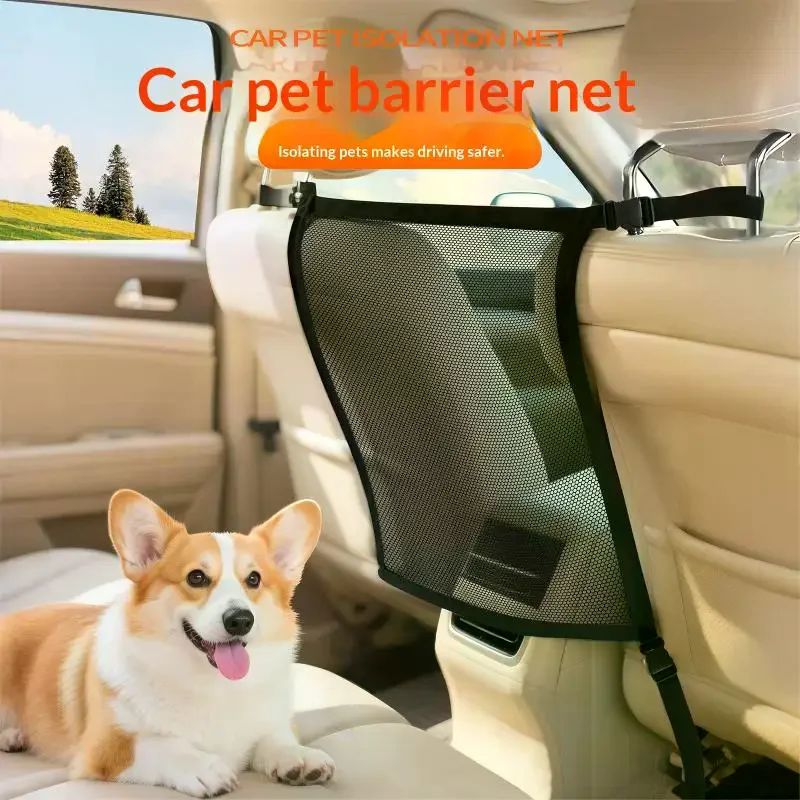Large Adjustable Mesh Car Dog Barrier Pet Safety Net Guard for SUVs Pickup Trucks Portable Travel Security
