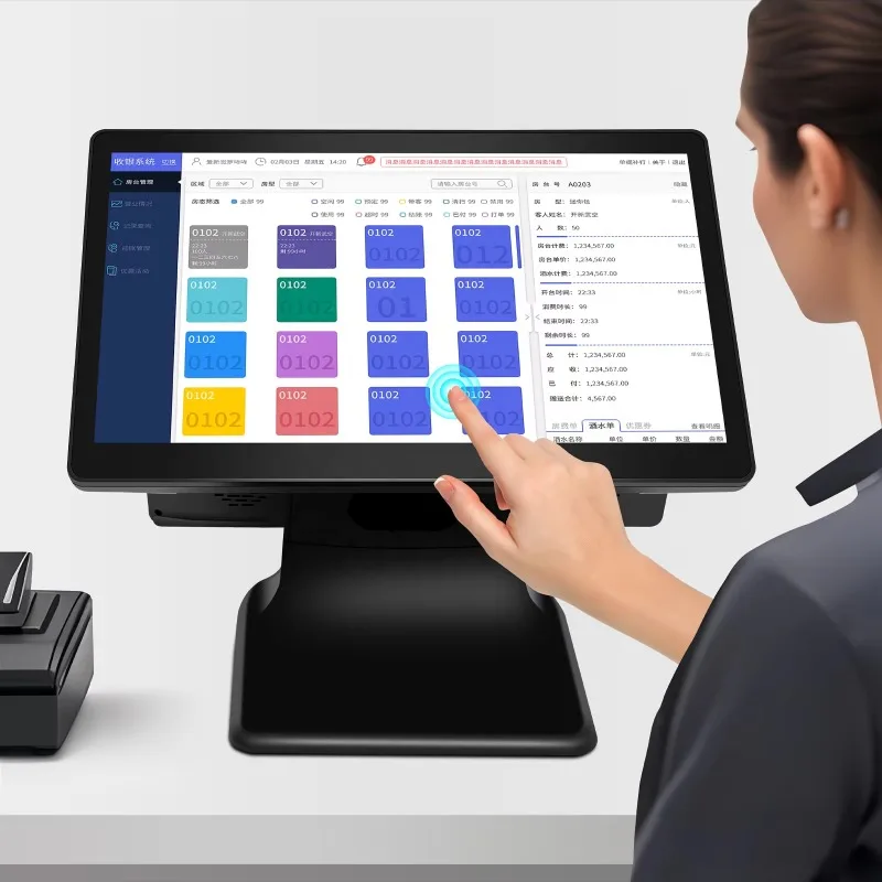 2026 Wholesale All-in-One POS Cash Register 15+9.7-Inch Touchscreen Dual-Screen Machine With Windows/Android System