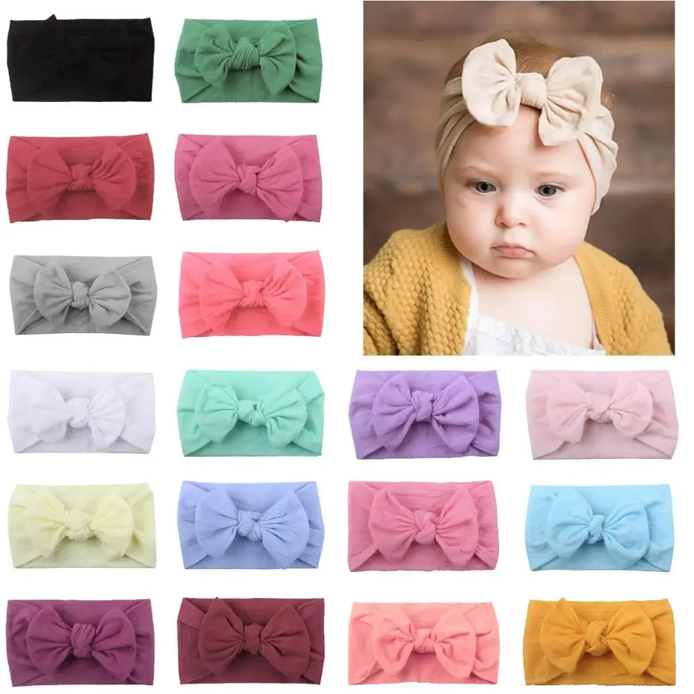 5 Colors Super Stretchy Soft Knot Baby Girl Headbands with Hair Bows Head Wrap For Newborn Baby Girls Infant Toddlers Kids