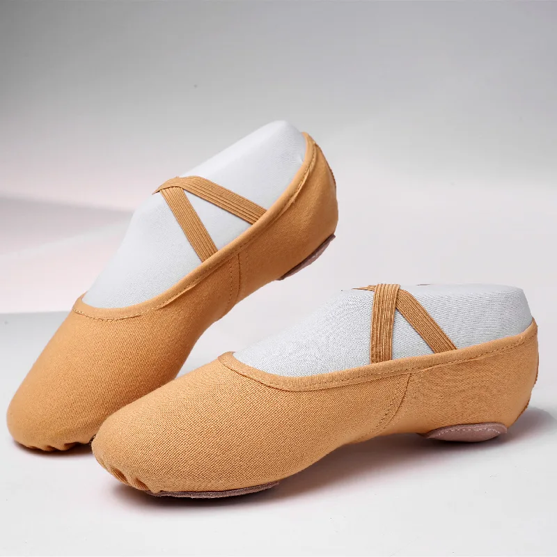 Chaussures de ballet pour femmes et filles, chaussures de danse, académie de danse, trois l'offre elles fendues souples, tissu commandé, pantoufles en maille d'épissure de phtalate