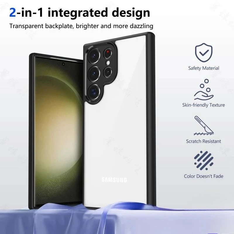 حافظة هاتف محمول من مادة البولي يوريثان الأكريليك الشفاف لهاتف سامسونج S25Edge S25 S24Ultra S23Plus S22 S20fe S21FE حافظة هاتف محمول مضادة للسقوط
