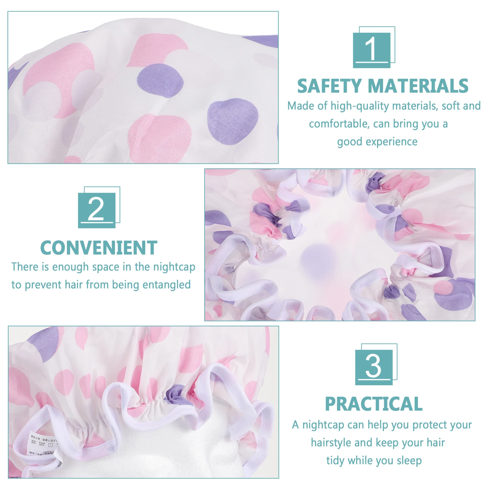 

2pcs Waterproof Bath For Women Shower Bathing Caps Makeup Hats Shower Caps Machine Washable Home Use Bath Hat
