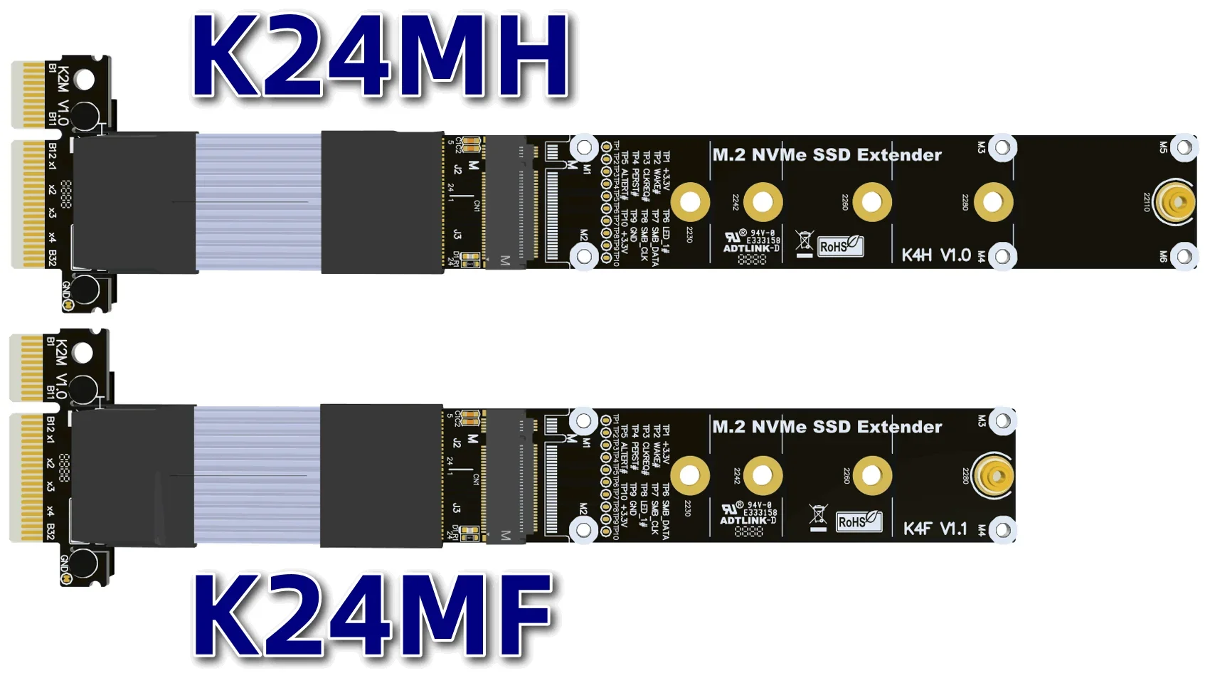 PCIe 익스텐션 케이블 M.2 NVMe SSD 변환 보드, 3.0 4.0x4 풀 스피드 ADT 지원, 4x