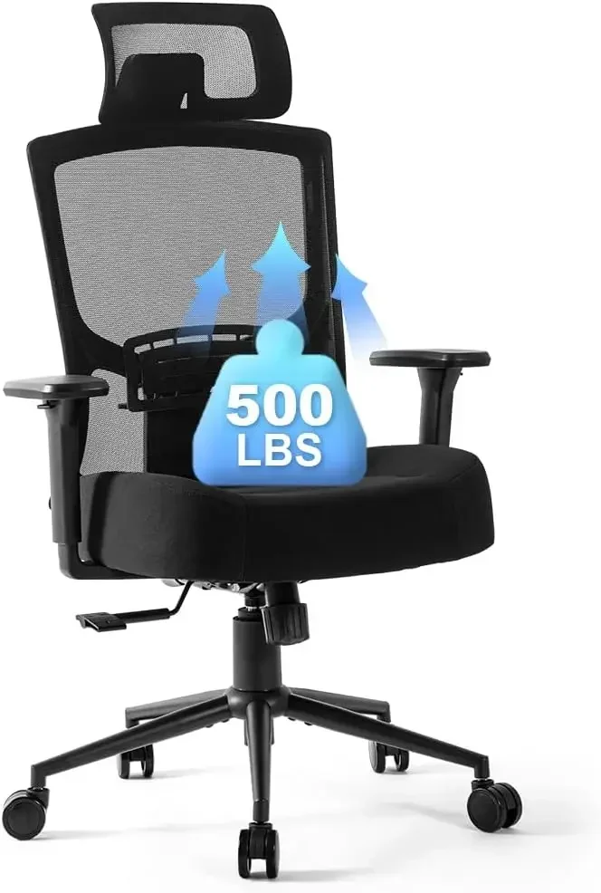 

Big and Tall Office Chair Heavy Duty 500lbs Swivel Office Chair with Adjustable Headrest, 3D Armrests