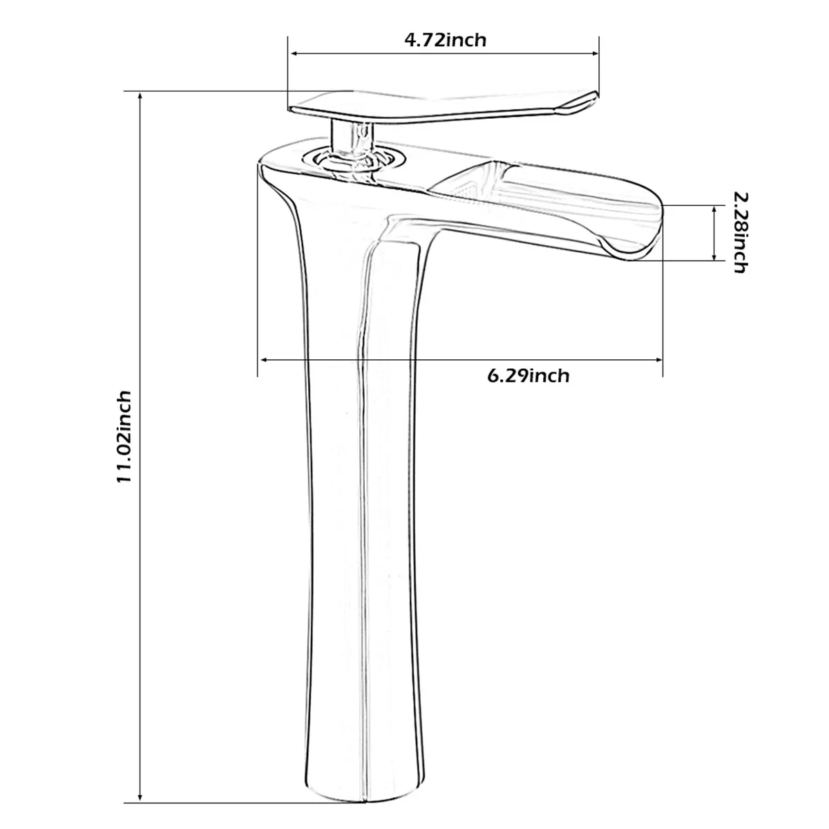 Bathroom Basin Mixer Taps Tall Counter Top Waterfall Faucets Cloakroom Tap Faucets Bathroom Faucet Single Handle Sink Faucet