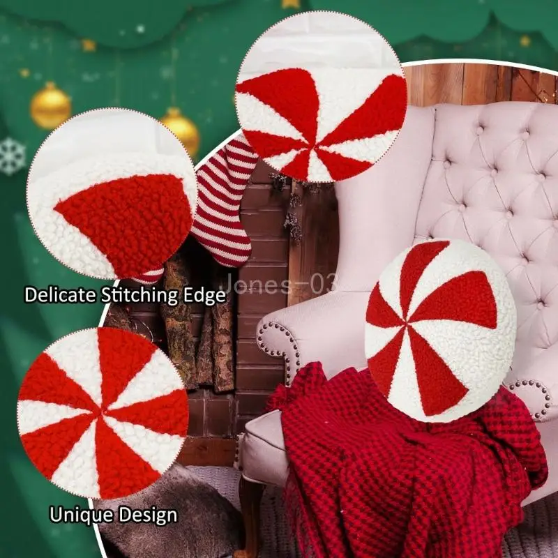 Q6PE Lovely Cushion Christmas Candy Plushie Pillow Creative Christmas Decors