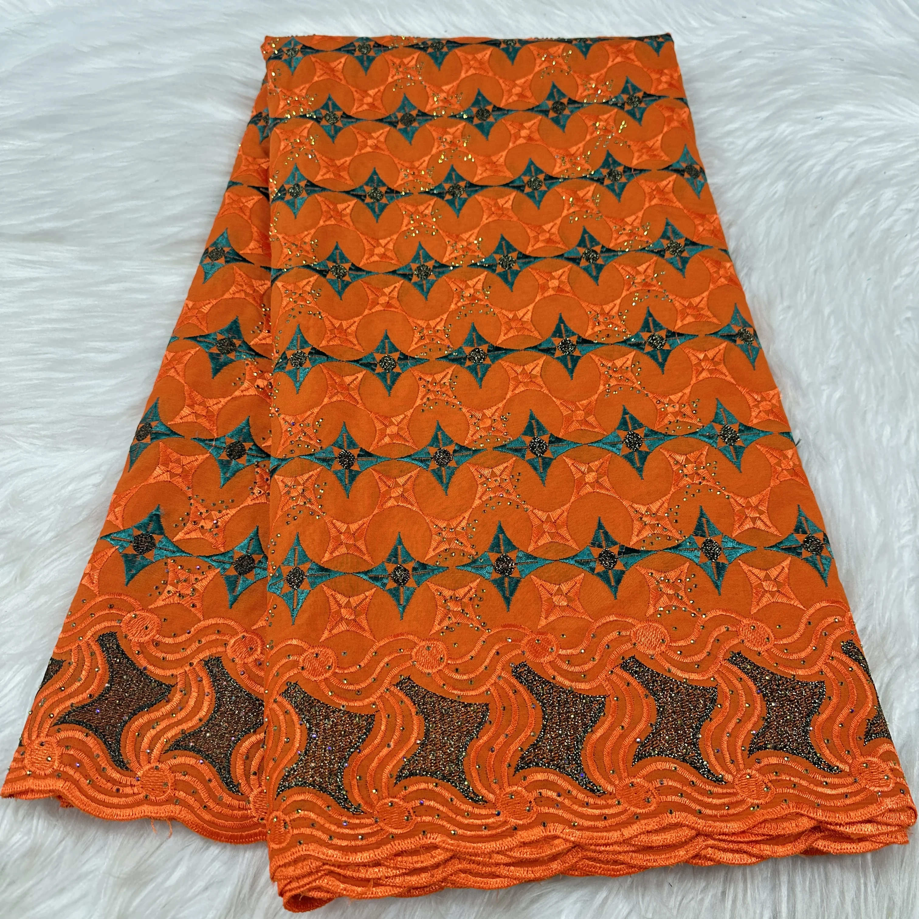 

Швейцарская кружевная ткань с камнями, новинка, 100% хлопок, 2024, африканский, нигерийский, французский, для элитного свадебного платья для шитья невесты