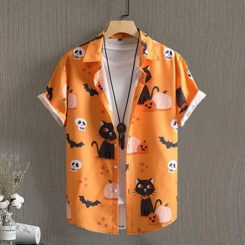 Summer Men's Social Casual Hawaiian Floral Short Sleeve Shirt Vintage Flower Pattern Beach Y2k Harajuku Fashion Luxury Clothing