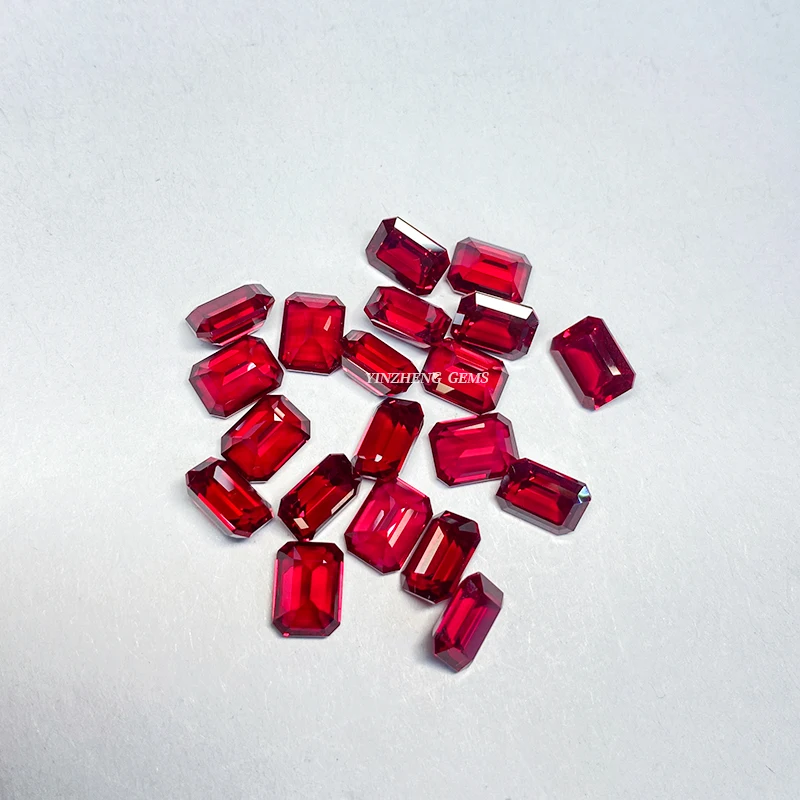 Ruby Lab grown diamonds emerald Cut shape gem Synthetic loose gemstone for Jewelry making material