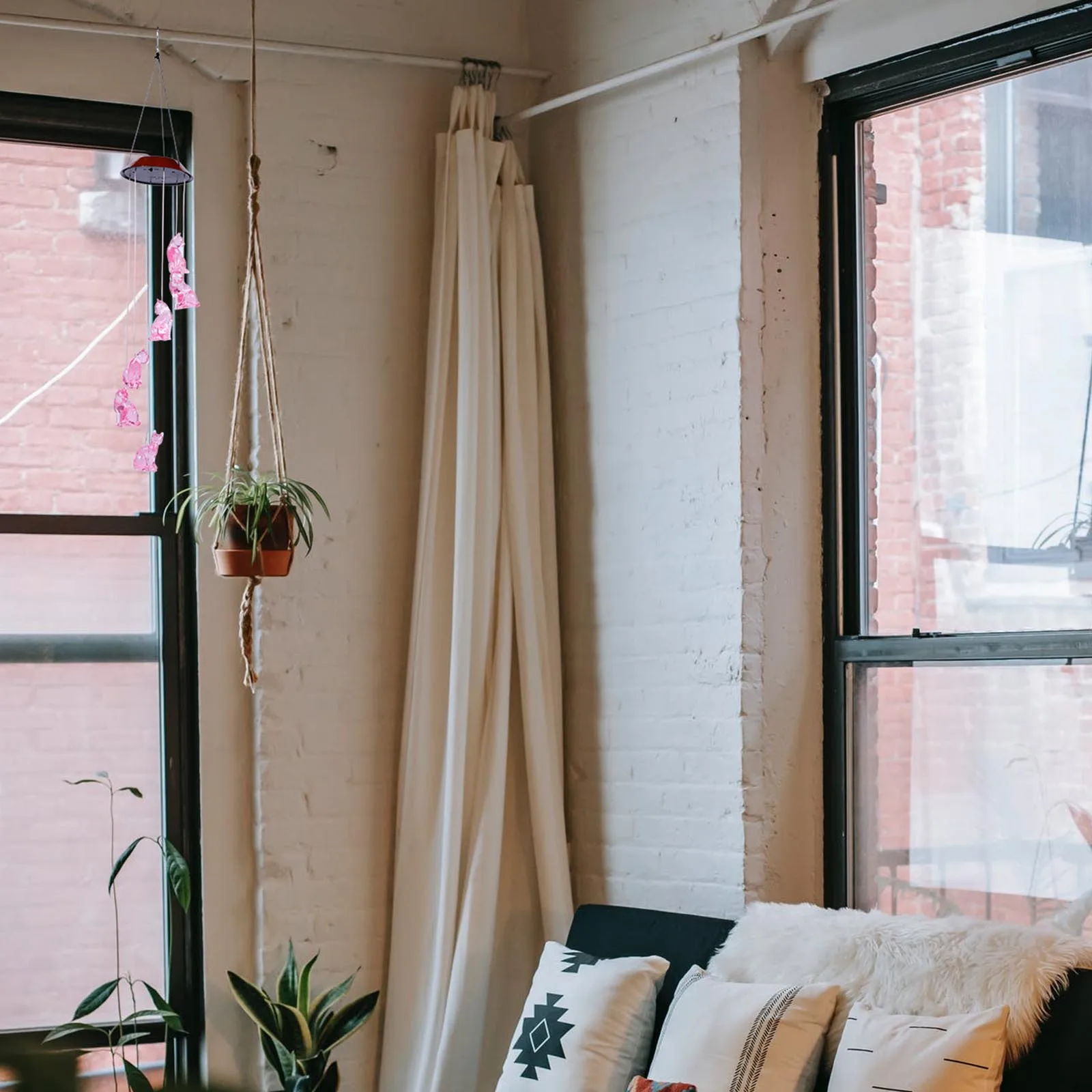 

Wind Bell Lamp Solar Powered Cat Design Durable Plastic Material Living Room Balcony Decor Gift Idea Mom Present