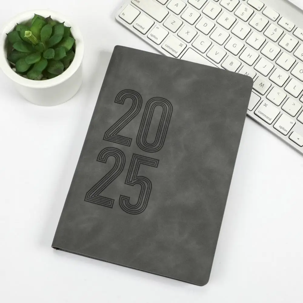 Yearly Schedule 365 Days Efficiency Notebook Portable Simple 2025 Planner Soft Leather Cover A5 Daily Plan Yearbook