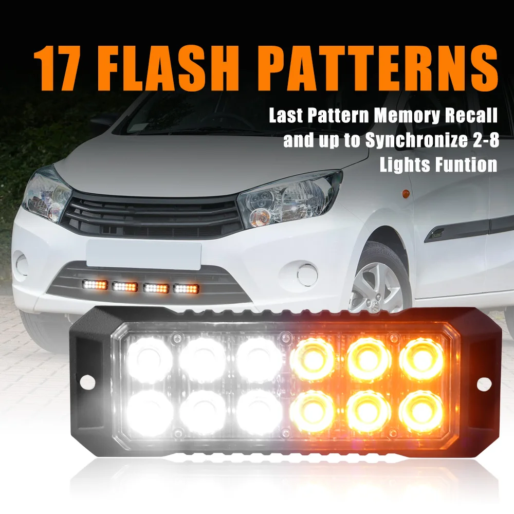 4pcs 12Led Strobe Warning Light Strobe Grille Flashing Lightbar Truck Car Beacon Lamp Traffic Light 12-24V Car Light