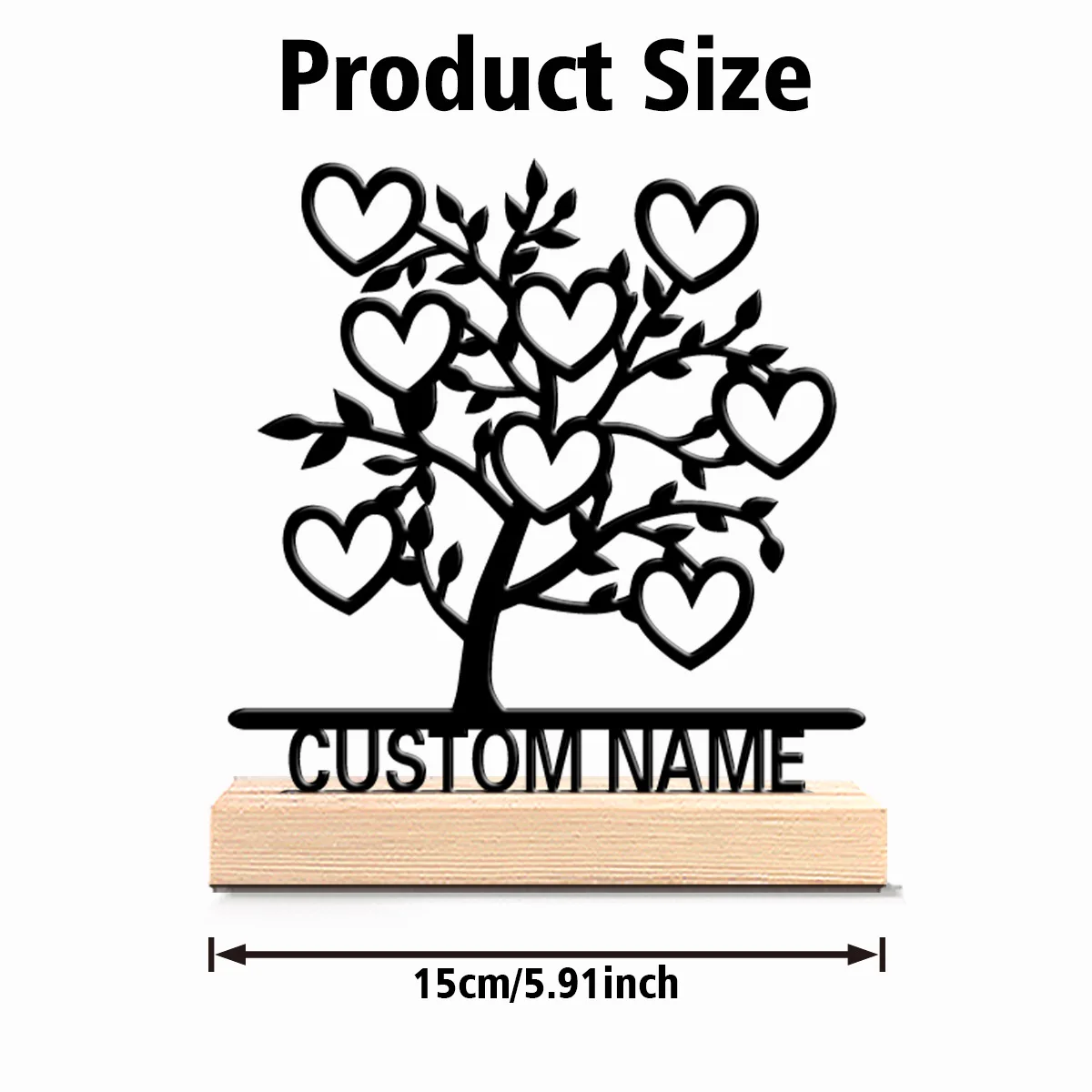 1pc New Design Personalized Custom The Giving Tree Metal Statues With Wooden Base Tabletop Decoration Nature-Inspired Desk Art w