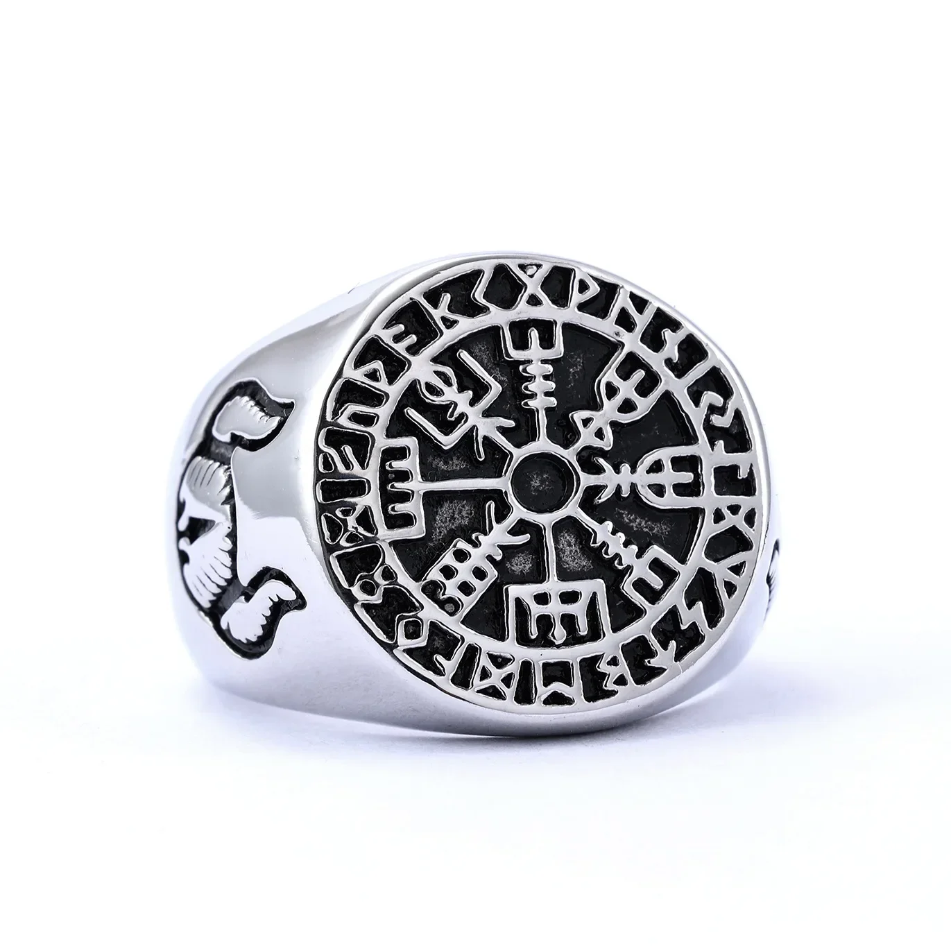 Minimalist Personality Viking Mythology Viking Ox Horn Stainless Steel Men's Rings Size 6-15