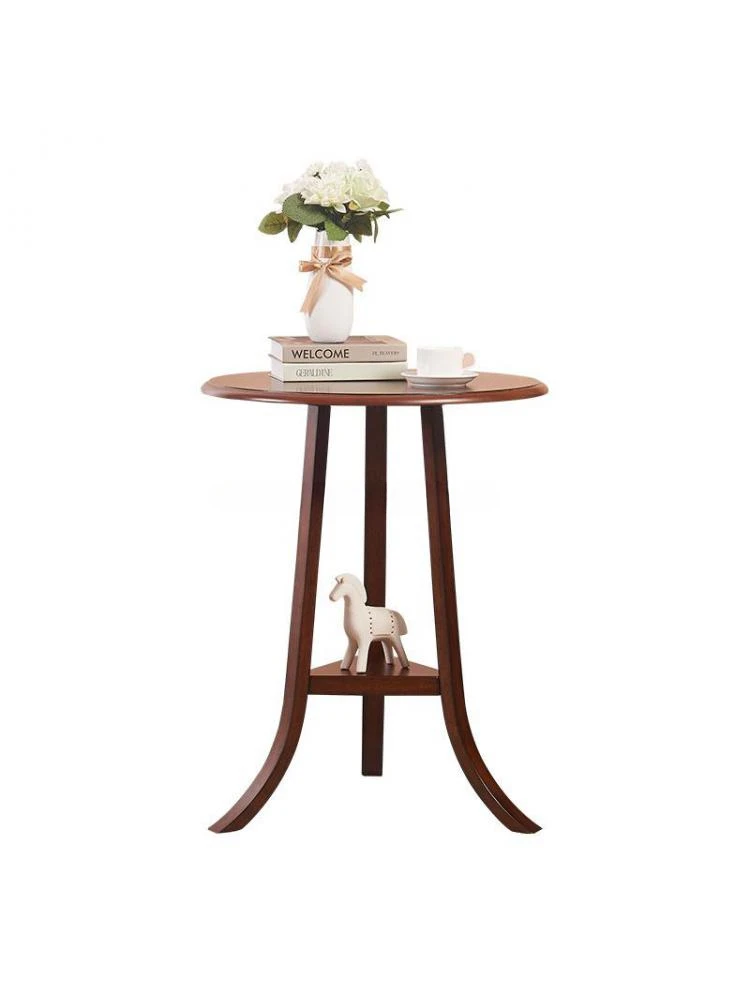 

Solid Wood Small Round Table Simple Sofa Side Corner Table Balcony Bedroom Bedside Double Living Room Small Coffee