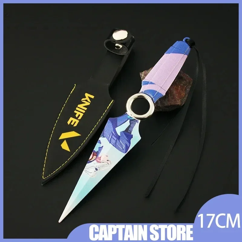 17CM Valorant Weapon JETT Kunai with Pattern Game Metal Melee Weapon Model Accessories Ornaments Collection Dolls Kids Toy Gift