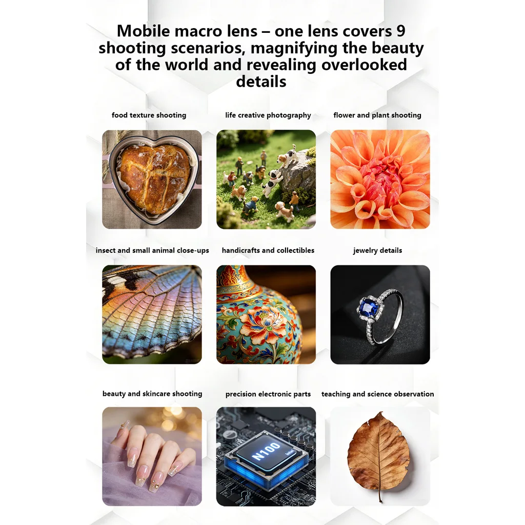 Handy-Kameraobjektivfilter, 135-mm-Makroobjektiv für Mobiltelefone, 30–150 mm Arbeitsabstand, Objektive für iPhone und Android. – Detail 4