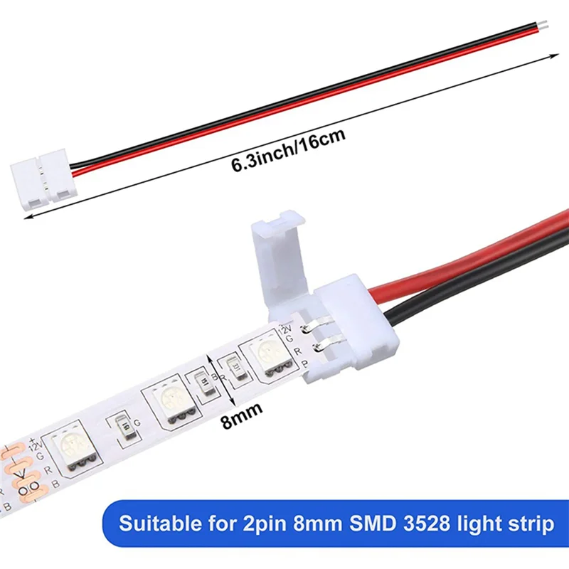 

BHTS-72Pcs 8 мм 2-контактный разъем светодиодной ленты для гибких светодиодных лент шириной 8 мм SMD 3528 2835 одноцветные светодиодные ленты без пайки