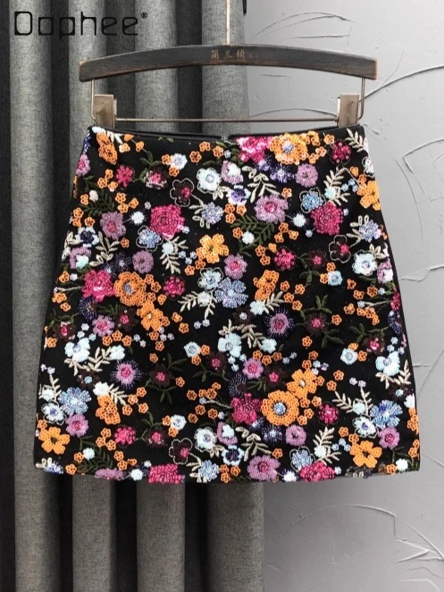 

High Waist Personalized Embroidered Mini Skirt Women Summer Fashion Versatile Fashion A-Line Trendy Skirts Office Lady Skirts