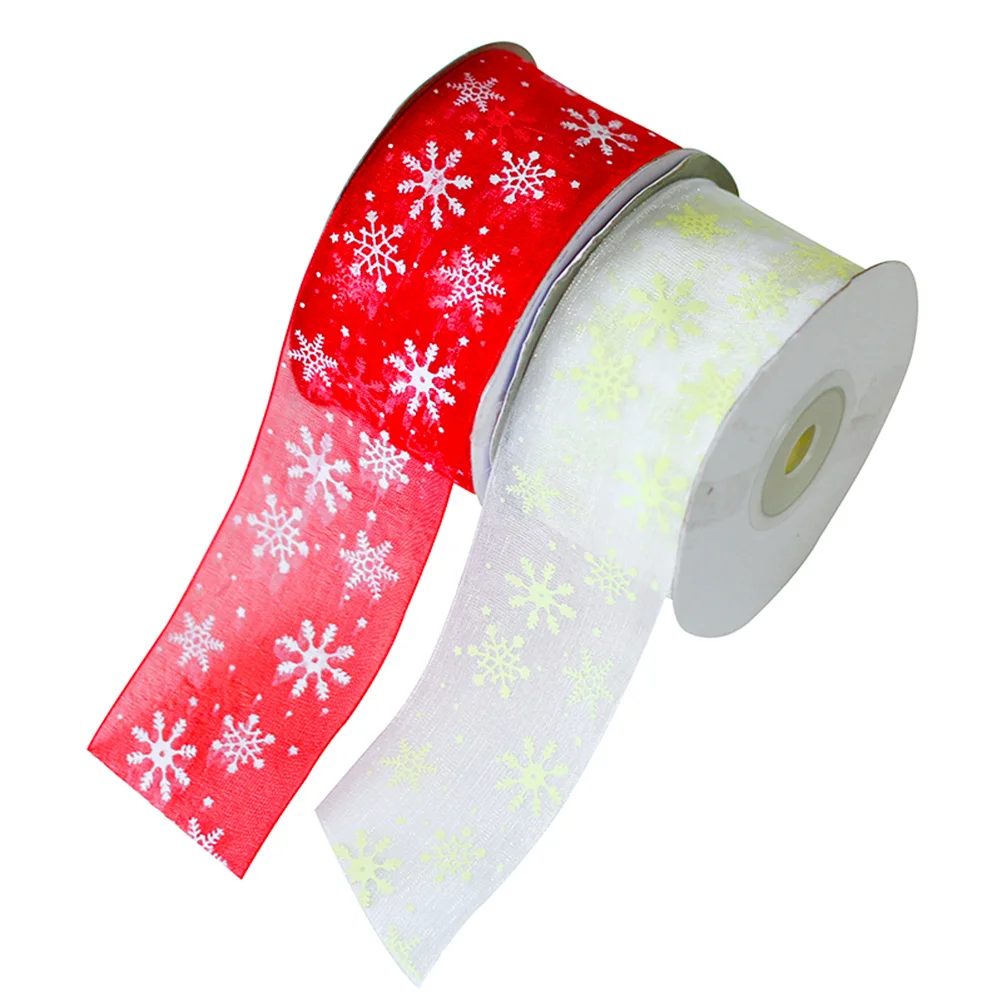 

25 Yards Christmas Gift Festival Wrapping Elegant Sewing Snowflakes Snow Ribbon Christmas Snowflakes Ribbon Crafts