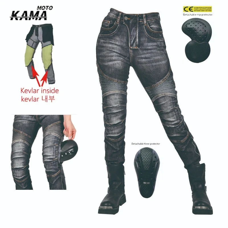 

Retro Motorcycle Pants Men Womens Kevlar Shigh Elastic Motorcycle Riding Rider Racing Jeans with Protective Trousers