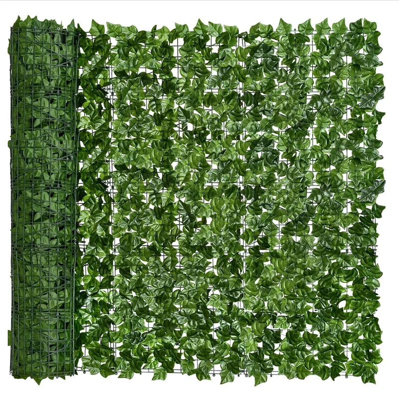 50X200cm Artificial Ivy Hedge Green Leaf Fence Panels Faux Privacy Fence Screen for Home Outdoor Garden Balcony Decoration 1X3m