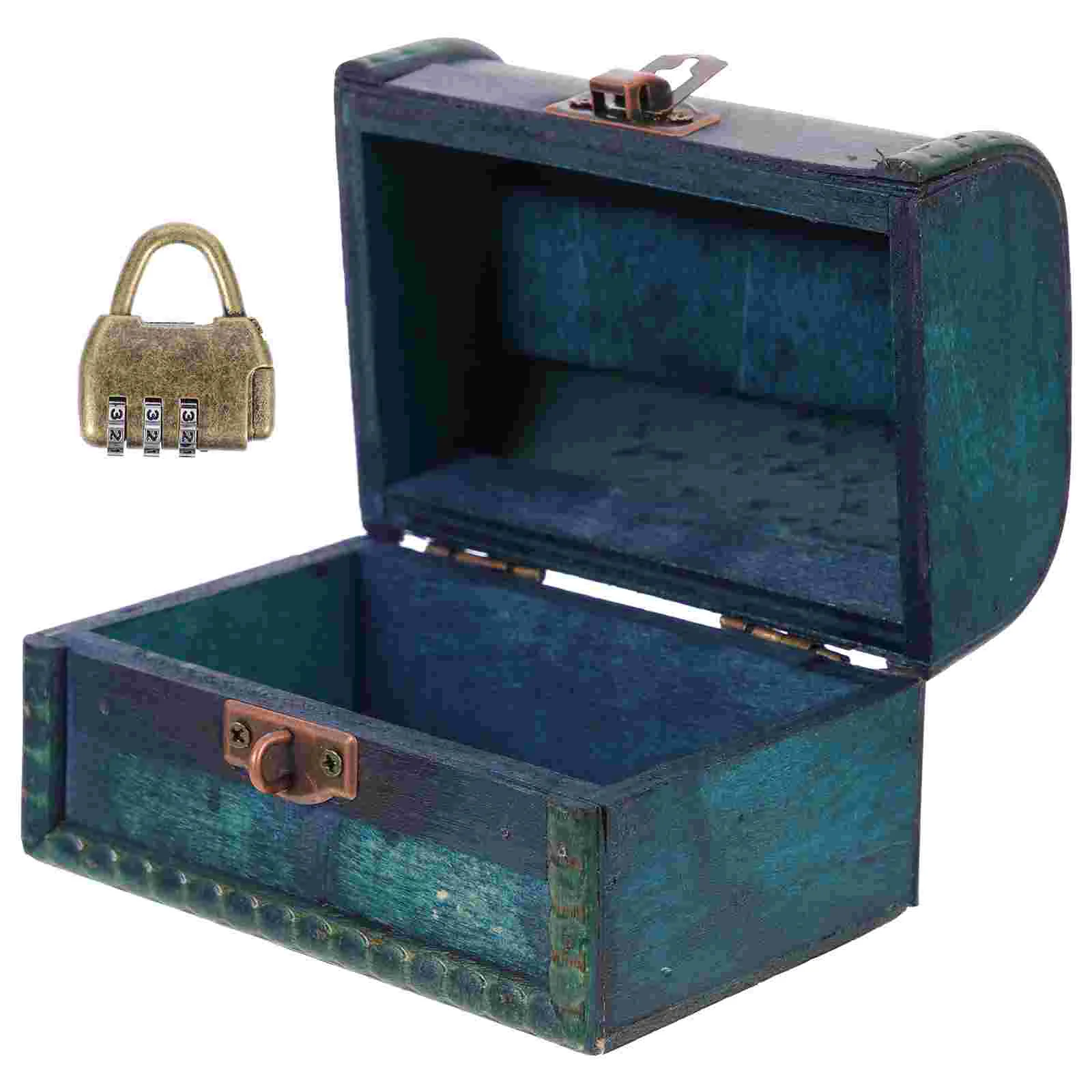 

Decorative Wood Treasure Box Vintage Wooden Trinket Jewelry Storage Box Treasure Case Organizer Jewelry Packaging With Locker