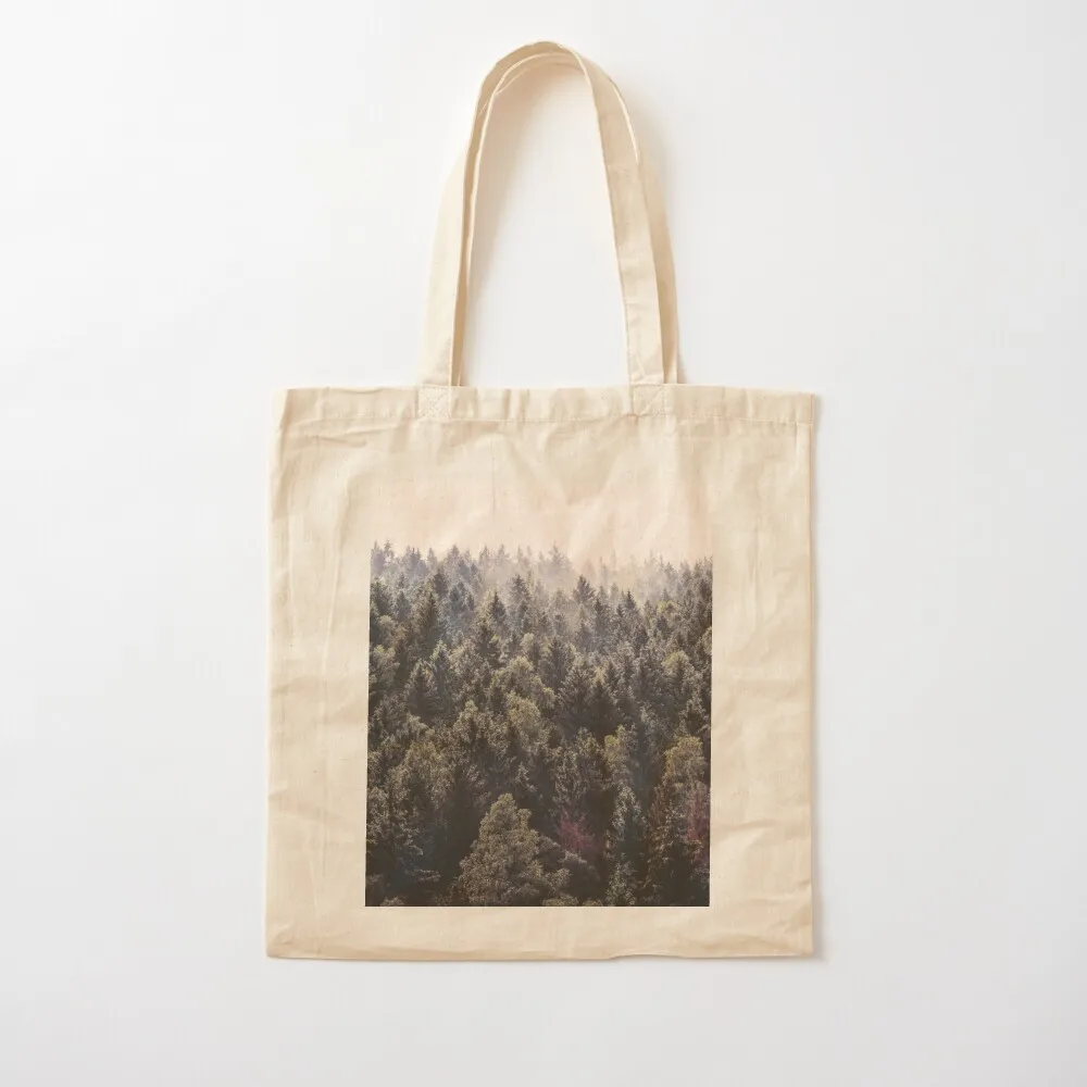 

Come Home / Romantasy Moody Wilderness Dream Forest With Cascadia Trees Covered In Magic Fog Tote Bag