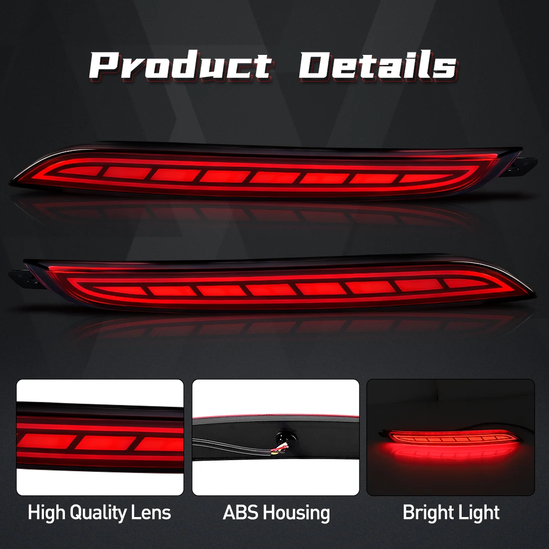 ​LED Rear Bumper Reflector Lights For Hyundai Elantra 2014 2015 2016 Running Brake Dynamic Turn Signal Lamps Stop Light 12V