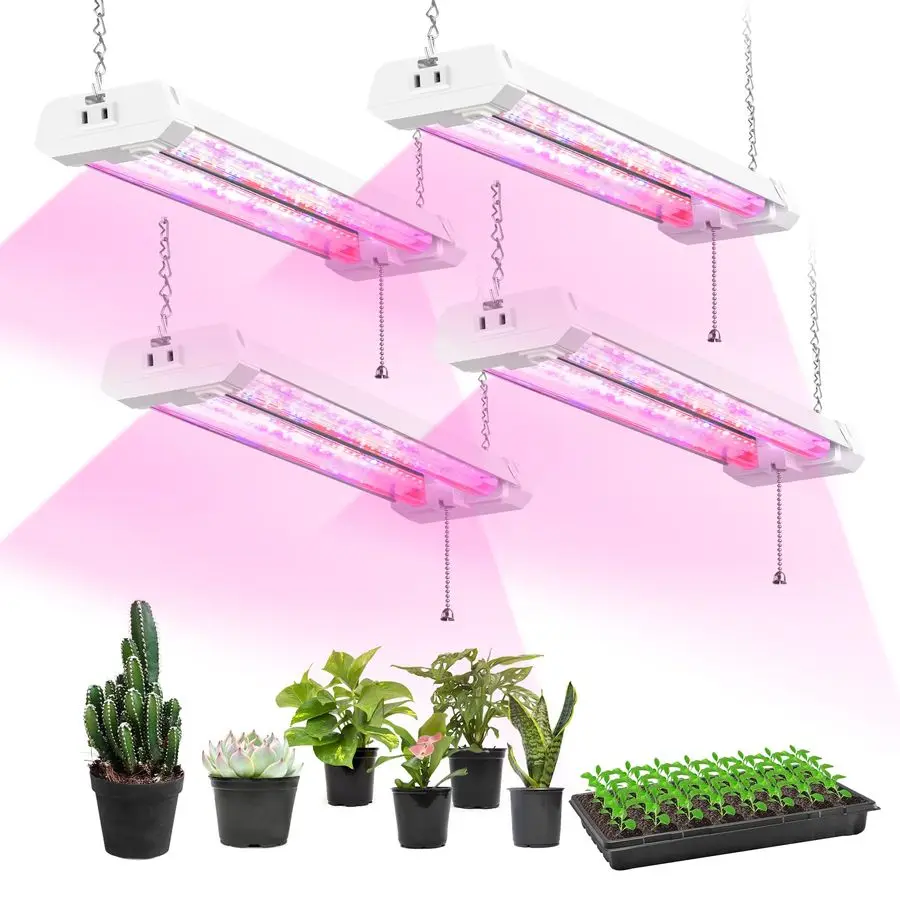 

4 Pack 16inch Adjustable Full Spectrum Plant Growing Lamps Linkable Grow Lights for Indoor Plants Plug and Hanging Design with O