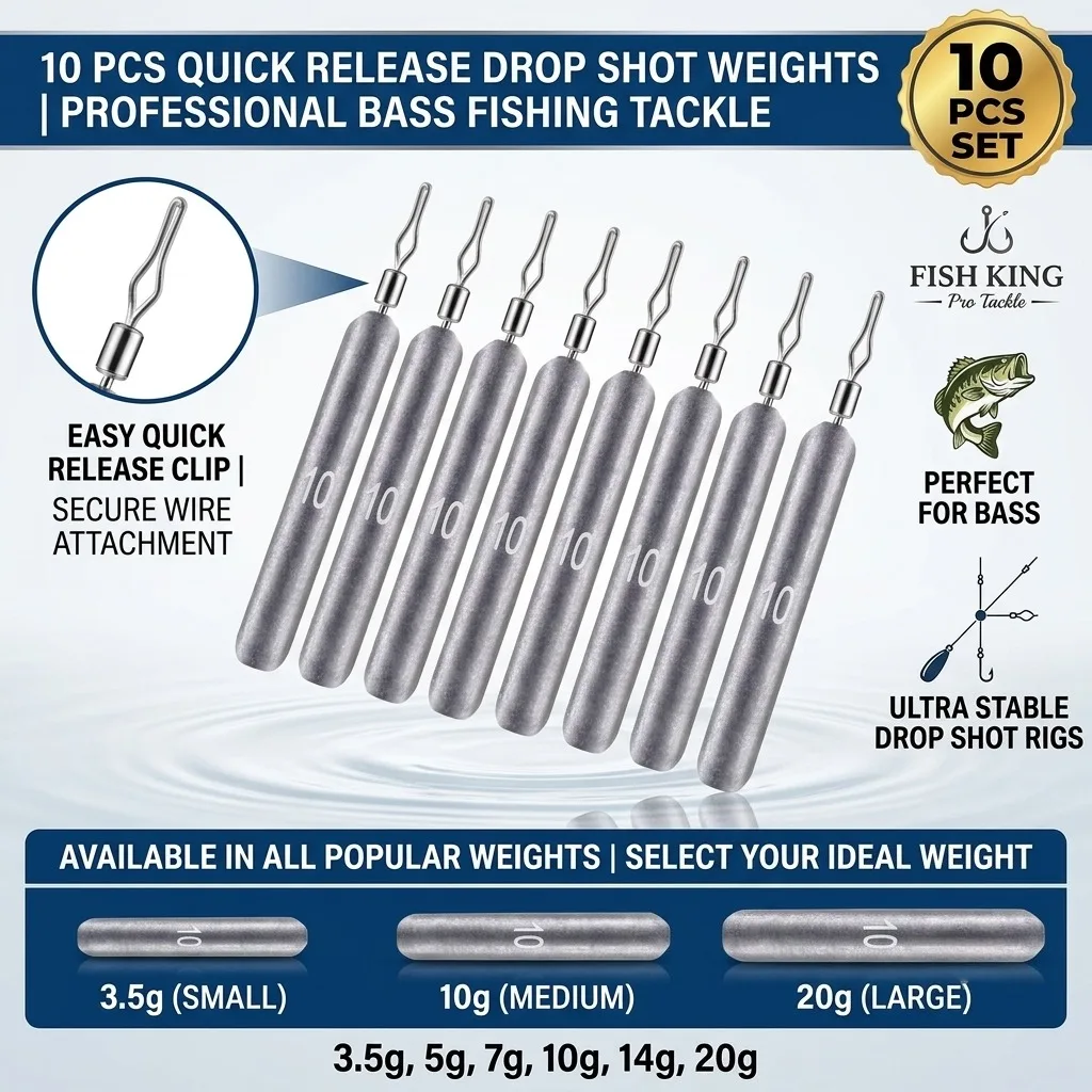 Drop Shot Fishing Weights 10Pcs Sinkers 3.5g 5g 7g 10g 14g 20g Quick Release Lead Sinker For Bass Fishing Tackle Accessories