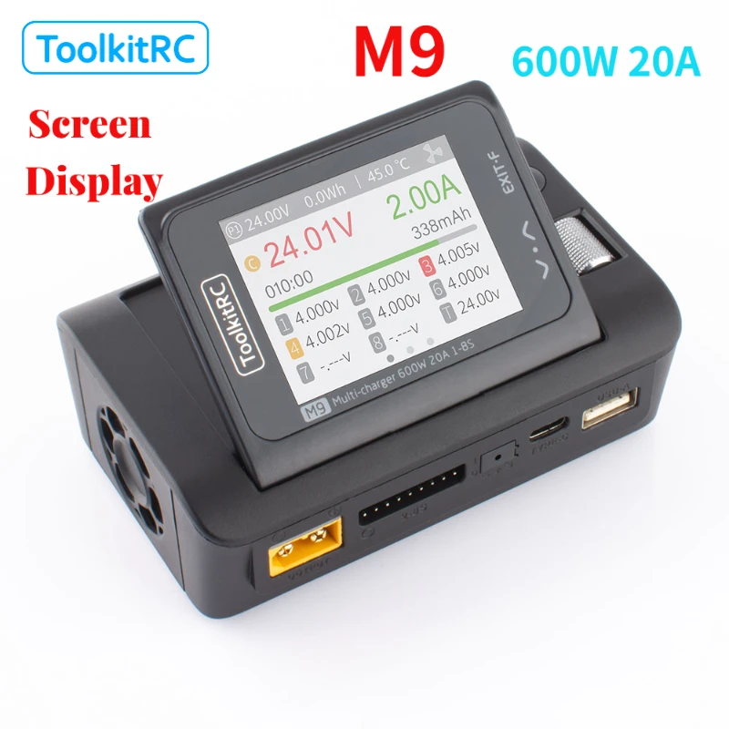 

ToolkitRC M9 Lipo LiFe Battery Charger 600W 20A Smart USB Fast Charging with Audio Function for 1-8S RC Model Batteries