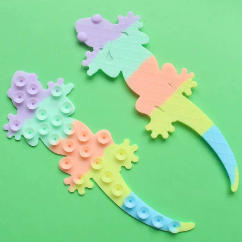 

Силиконовые красочные геккон на присоске, сжимаемые игрушки, снятие стресса, сенсорные игрушки, волшебная присоска, забавная игрушка