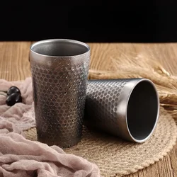 Retro Double-Wall Keep Cold Beer Cup 304 Stainless Steel Mug Water Mugs Coffee Juice Cocktail Glass Travel Mug Korean Tableware