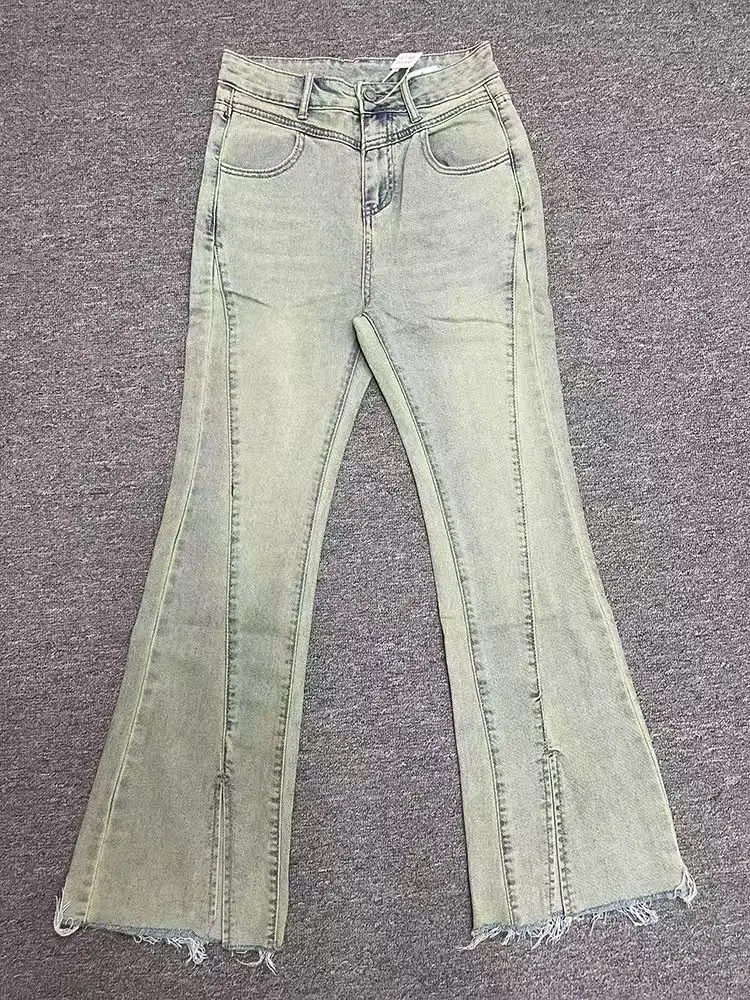 

Y2k Корейские Gyaru Kpop Джинсы-клеш с низкой посадкой Женские корейские джинсовые брюки с низкой посадкой Синие 2000-х Эстетический гранж Tide Винтаж Harajuku