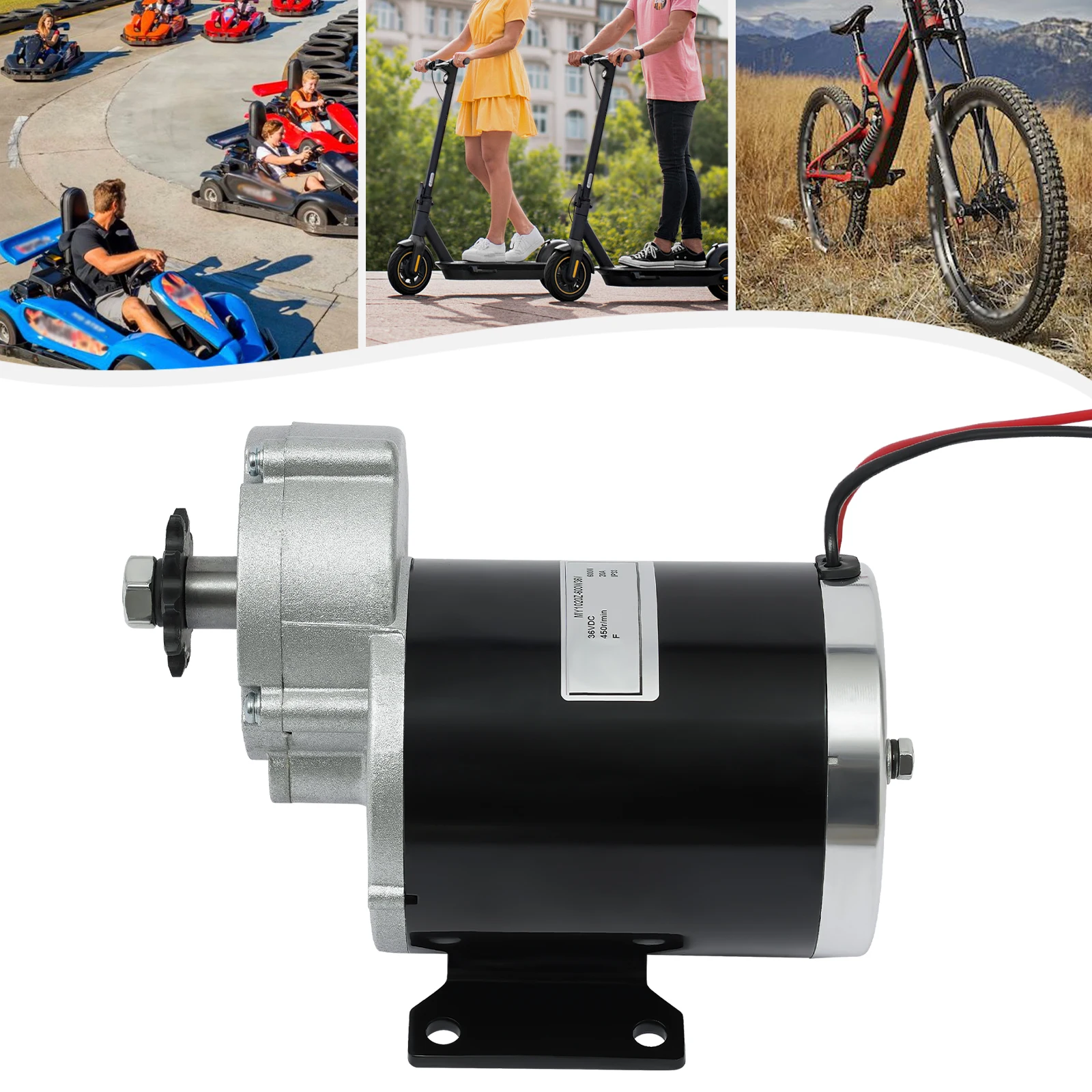 600W Reduction Electric Motor E-bike 36V 450rpm High Torque Heavy Duty Load 250kg Brushed DC Motor Electric Bicycle Conversion