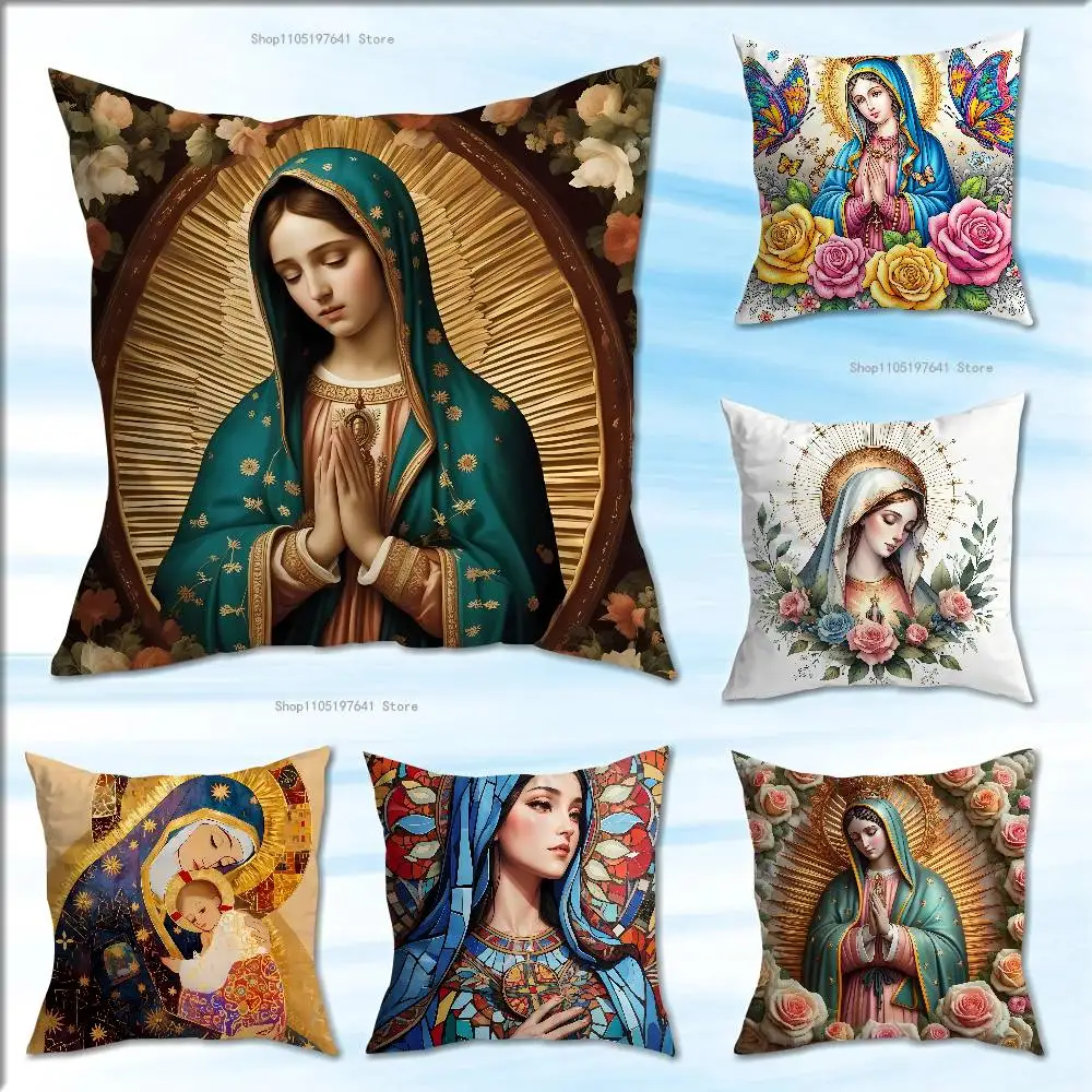 

Virgin De Guadalupe Pillow Case Plush Pillow Cases Home Decoration Pillow Cover for Sofa Bed Chair Living Room