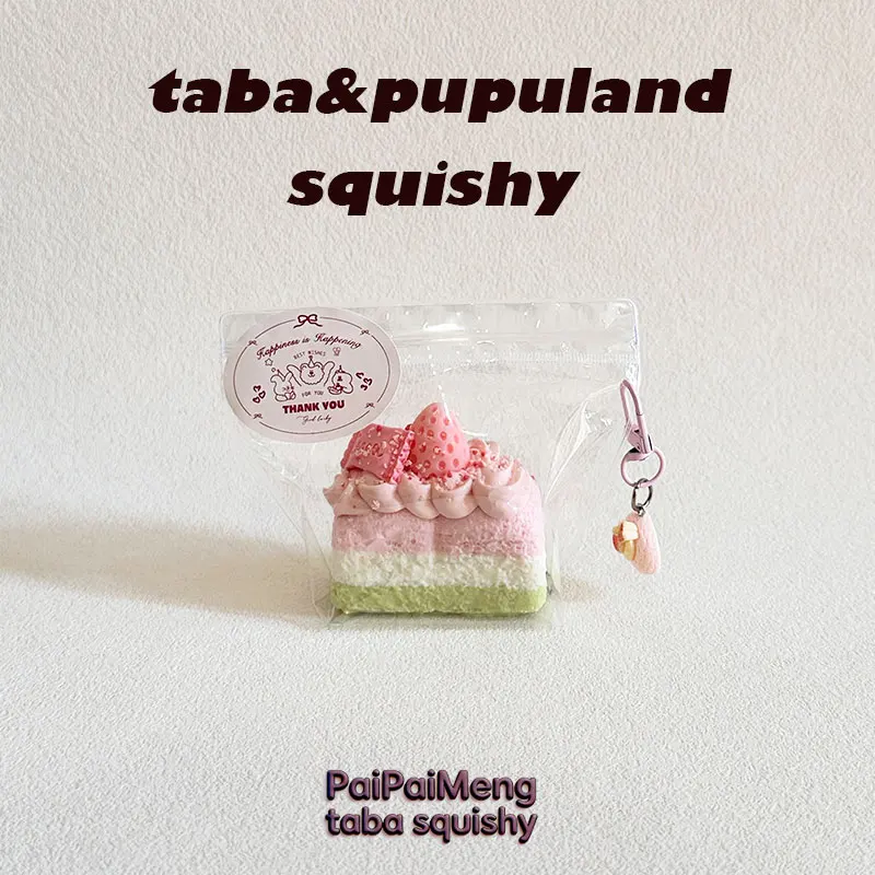 Buy 3 Get 1 Free Kawaii Strawberry Cake Taba Squishy, Food Grade Fast Rebound Stress Relief Handmade Fidget Toy, Cute Gift