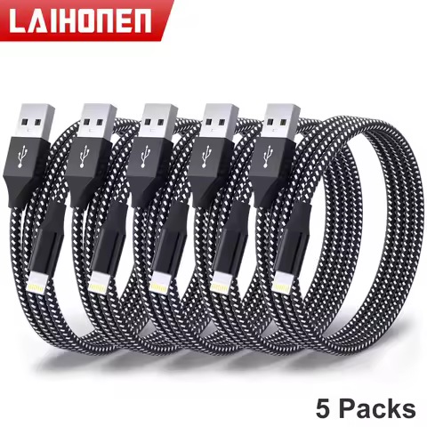 5Packs USB To Lighting Cable For iPhone14 13 12 11 Pro Max X XS XR 12W Fast Charging Cable Data Wire Cord USB C Cable For iPhone
