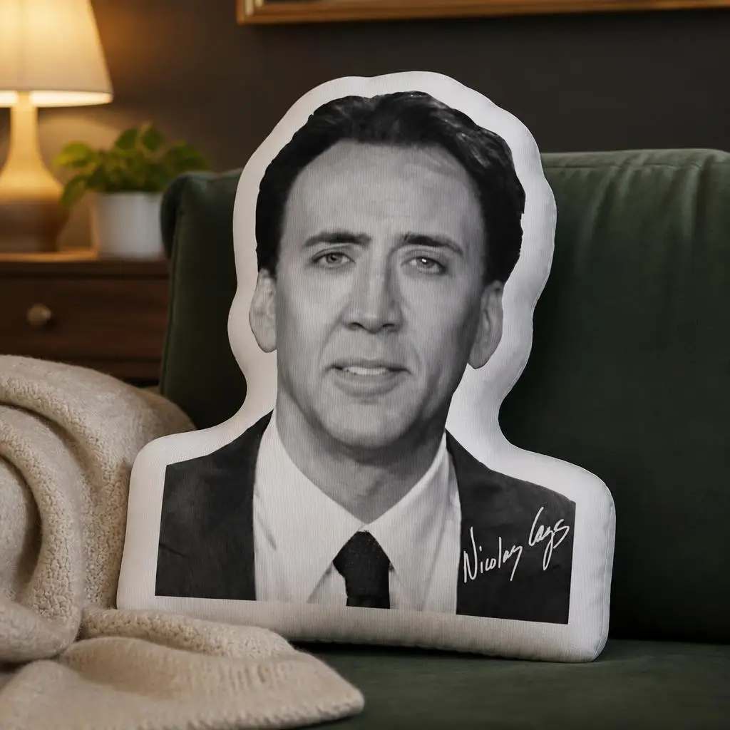 Nicholas Cage Shaped Pillow Celebrity Face Cushion Stuffed Throw Pillow Movie Fan Gift Sofa Home Decor Living Room Accent
